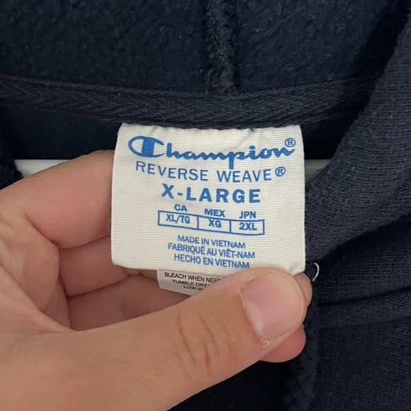 dark blue and ash grey University of Michigan hoodie - Picture 5 of 6